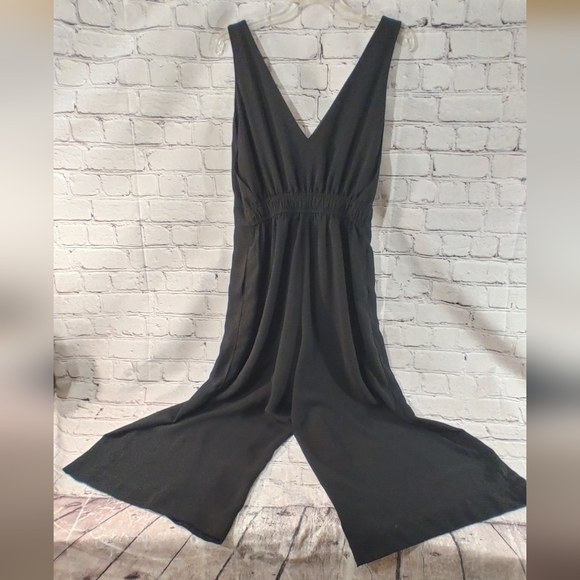 Frank & Oak Flowy Wide Leg Black V Neck Jumpsuit M - Picture 2 of 12